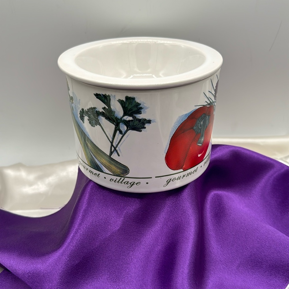 Dip Chiller,Ice Holder and Bowl 2 Piece Set Gourmet Village  12 Oz Vegi Pattern